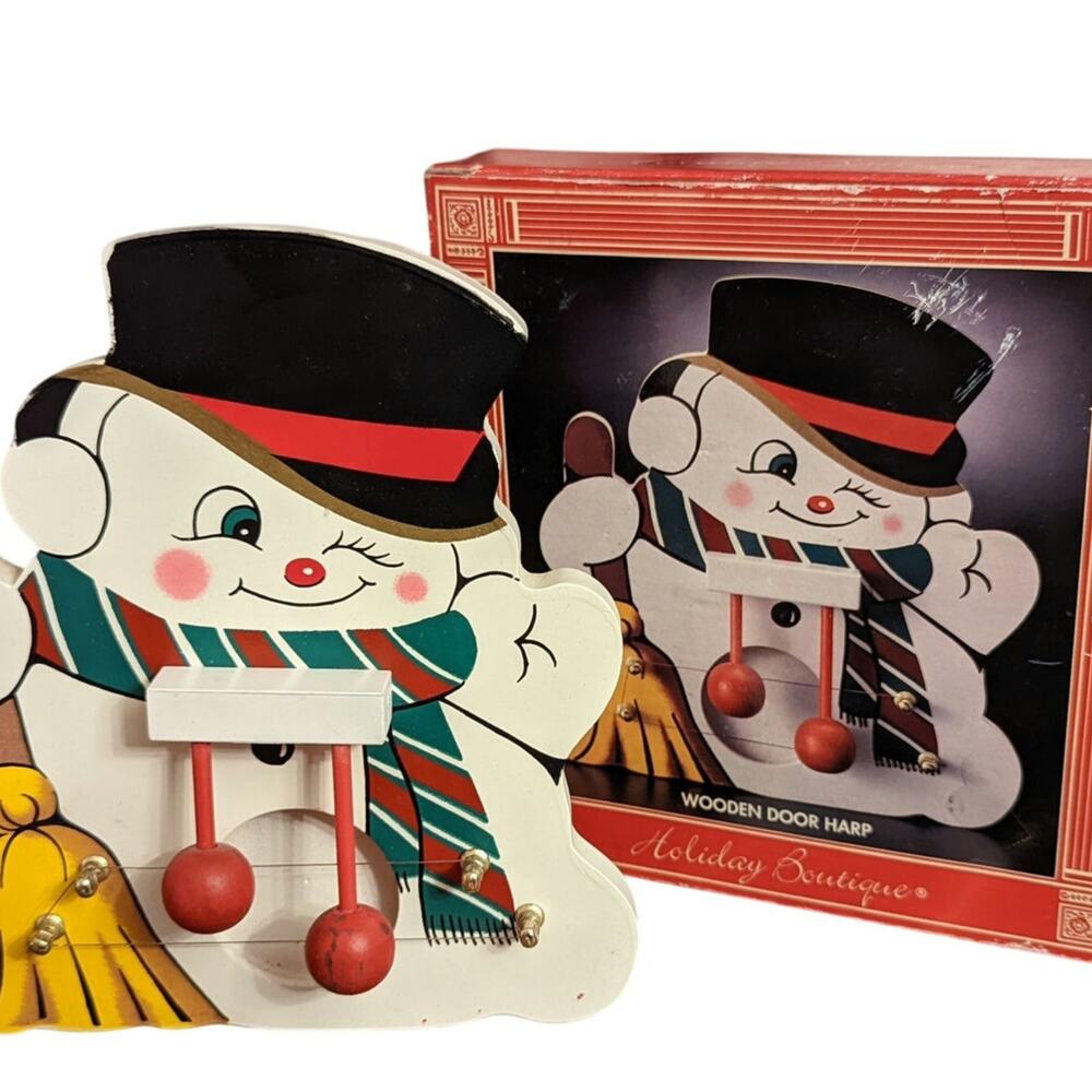 Wooden Door Harp-Snowman Christmas 1992